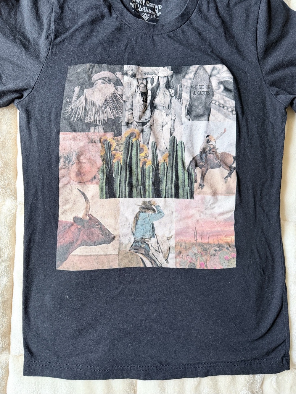 Graphic Cowboy Collage T-Shirt in Black